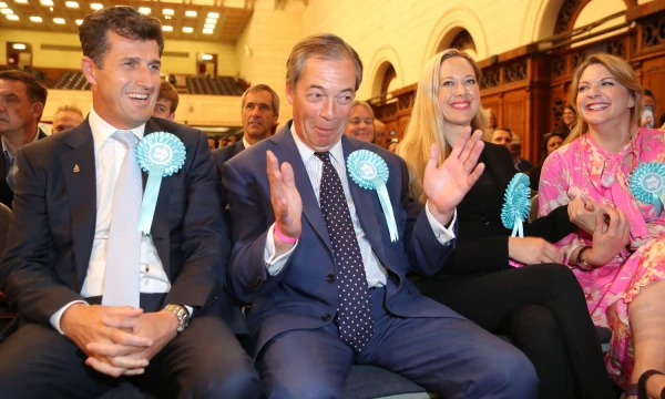 „Brexit“ partijos lyderis Nigel'as Farage'as.  „Reuters“ / „Scanpix“ nuotr. 