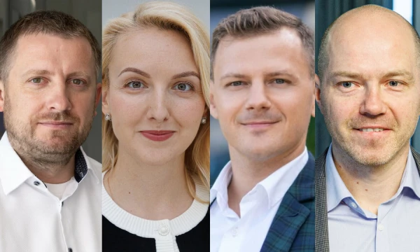 Domas Klimavičius, Natalija Kozikienė, Aurimas Kunca, Paulius Žurauskas, investutojai. „Mano pinigų“ koliažas.