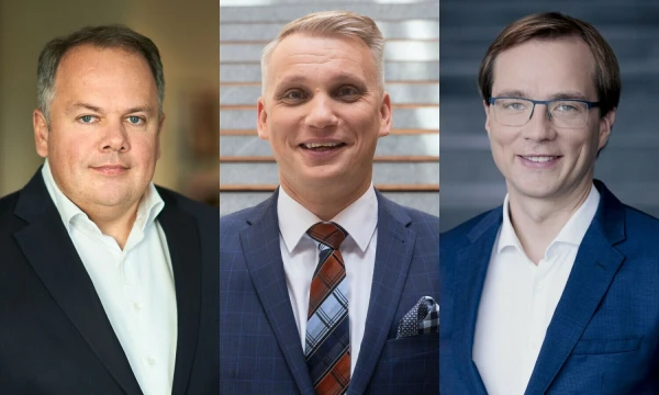 Iš kairės: Kęstutis Sasnauskas, Švedijos kapitalo bendrovės „Eastnine“ vadovas, Vilius Juzikis, SEB banko Verslo bankininkystės tarnybos vadovas, Martynas Trimonis, „Swedbank“ NT klientų skyriaus vadovas. VŽ koliažas.