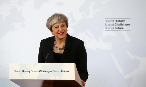 Theresa May, JK ministrė pirmininkė, sako kalbą Florencijoje. Alessandros Tarantino (Reuters / Scanpix) nuotr.