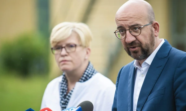 Ingridos Šimonytės ir Charles'o Michelio vizitas į pasienio objektus. Arno Strumilos (15min. / Scanpix) nuotr.