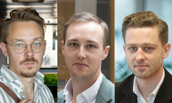 V. Šimkus, „Swedbank“ investicijų strategas, G. Ruginis, SEB banko Finansų rinkų departamento vyresnysis analitikas, J. Daujotas, „Luminor investicijų valdymo“ portfelio valdytojas. „Mano pinigai“ koliažas.