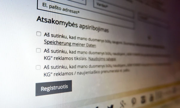 Prašymai sutikimo dėl asmens duomenų panaudojimo internetinėse svetainėse. Juditos Grigelytės (VŽ) nuotr.