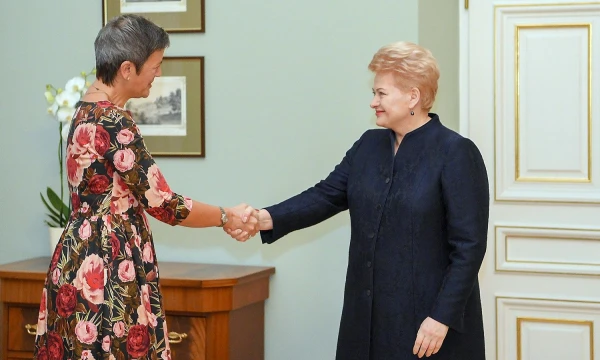 Prezidentė Dalia Grybauskaitė susitiko su Vilniuje apsilankiusia Europos Komisijos nare, atsakinga už konkurenciją, Margrethe Vestager. Roberto Dačkaus (Prezidento kanceliarija) nuotr. 
