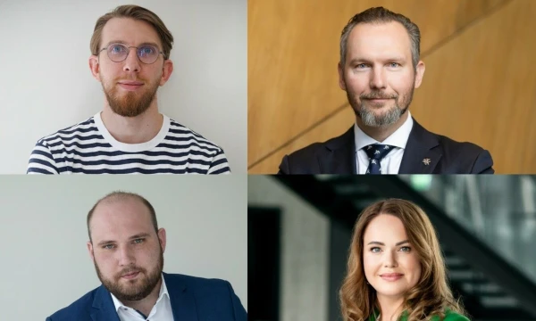 T. Mačiulaitis, „Finbee verslui“ vadovas, T. Ratkevičius, „Luminor“ privačios bankininkystės vadovas, A. Svirskis, kriptospecialistas, įmonės „Fintexus“ vienas įkūrėjų, vadovaujantis partneris, I. Raginskienė, „Aria Investments“ partnerė ir vadovė. Manopinigai.lt koliažas