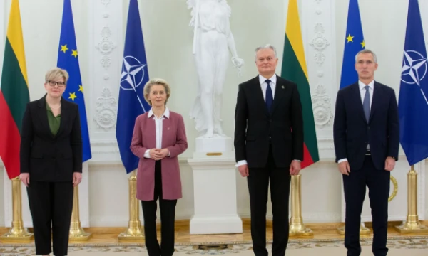 Prezidentas Gitanas Nausėda susitinka su NATO generaliniu sekretoriumi Jensu Stoltenbergu, Europos Komisijos pirmininke Ursula von der Leyen ir premjere Ingrida Šimonyte. Juditos Grigelytės (VŽ) nuotr.