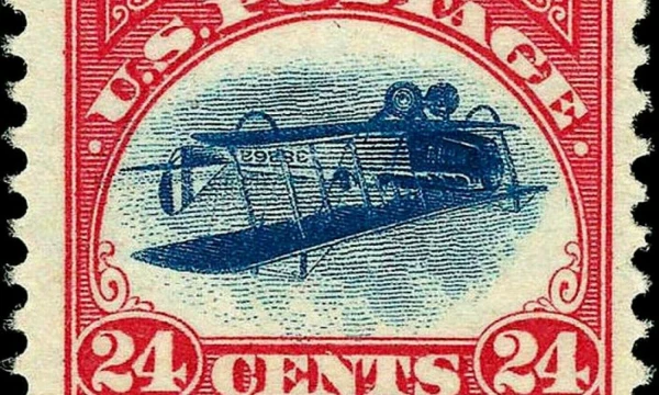 Pašto ženklas „Apversta Jenny“. „wikipedia“ nuotr.