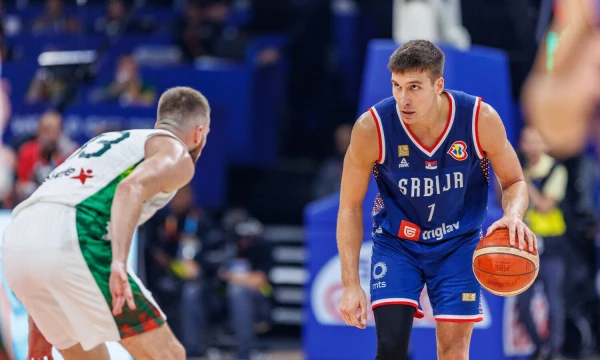 Bogdanas Bogdanovičius (dešinėje), Serbijos rinktinės lyderis. Eriko Ovčarenko (BNS) nuotr.