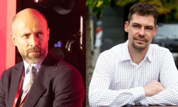 Andrius Romanovskis, Lietuvos verslo konfederacijos prezidentas, Mantas Mikuckas, „Unicorns Lithuania“ valdybos pirmininkas ir „Vinted“ bendraįkūrėjas