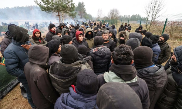 Migrantai prie Lenkijos-Baltarusijos pasienio. Maximo Gucheko (TASS/„Scanpix“) nuotr.