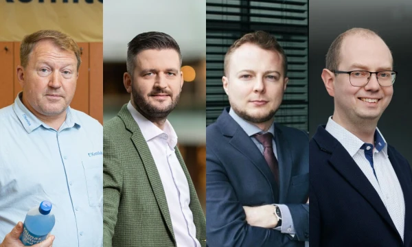 Iš kairės: A. Malašauskas, UAB „Kemitek“ vadovas, A. Šilgalis, Žaliųjų finansų instituto vadovas, P. Baltusevičius, UAB „Biosistema“ vadovas, ir D. Navickas, CPO Biuro ir veiklos aptarnavimo srities pirkimų skyriaus vadovas. VŽ koliažas.