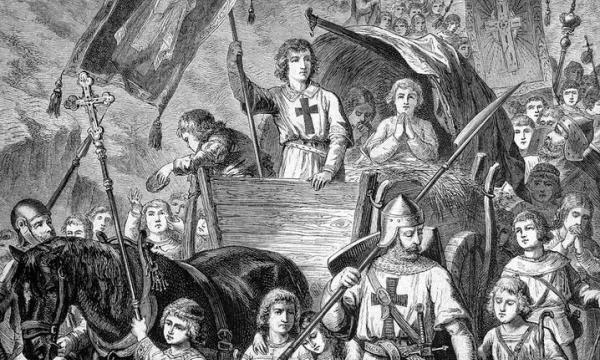 Vaikų kryžiaus žygis. Graviūra pagal Heinricho Merte piešinį. 