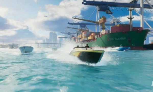 Kadras iš kitąmet pasirodysiančio „Grand Theft Auto VI“ žaidimo. „Rockstar Games“ / AFP / „Scanpix“ nuotr.