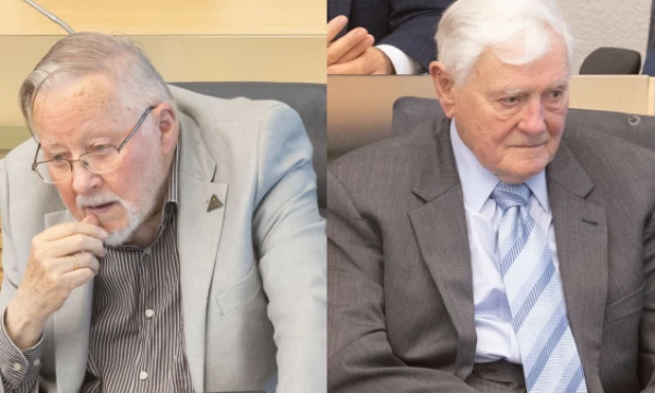 Iš kairės: Valdas Adamkus, kadenciją baigęs prezidentas, ir Vytautas Landsbergis, pirmasis atkurtos nepriklausomos Lietuvos vadovas. VŽ koliažas.