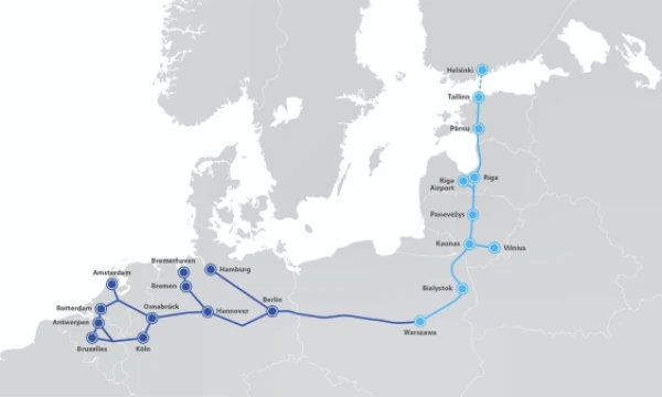 „Rail Baltica“ geležinkelis sujungs Lenkiją, Lietuvą, Latviją, Estiją ir Suomiją, atverdamas keleiviams ir kroviniams tolesnį kelią į Vakarų Europą.