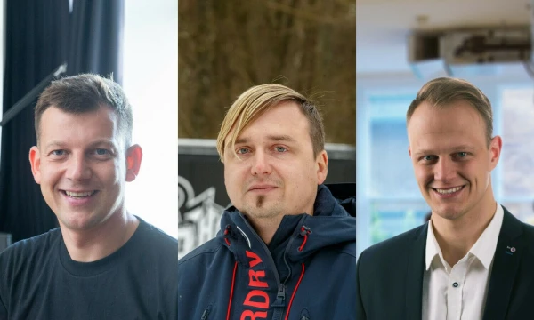 Justinas Albertynas (kairėje), „AirGuru“, verslo plėtros vadovas, Kristijonas Rimgaila, MB „Dešrainis24“ bendraturtis, Laurynas Čiutys, konsultacijų MB LC paslaugų centro vadovas. VŽ koliažas.