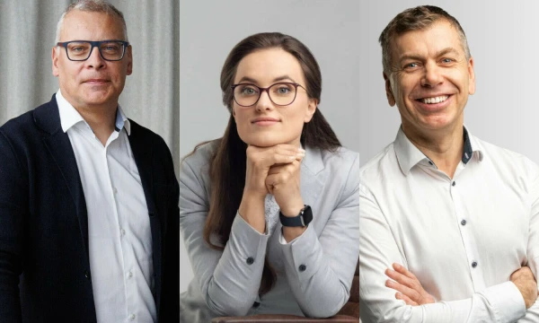 A. Barštys (kairėje), „Capitalica Asset Management“ valdybos pirmininkas, G. Paskal, „Mokinkis“ mokyklos įkūrėja ir vadovė, V. Šiugždinis, MELP vadovas. VŽ koliažas.