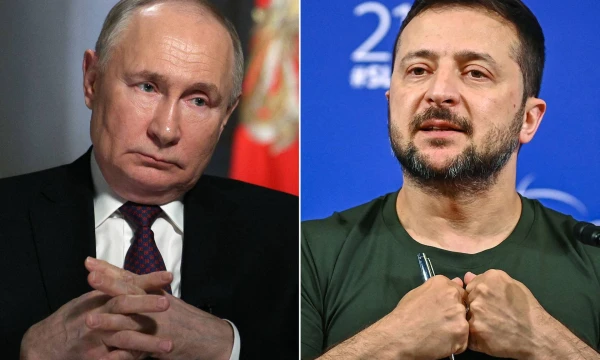 V. Putinas, V. Zelenskis.
AFP/„Scanpix“ nuotr. 