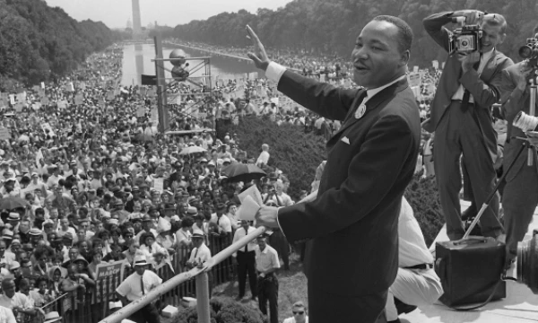 Martinas Lutheris Kingas žygio į Vašingtoną metu, 1963 m. rugpjūčio 28 d. AFP / „Scanpix“ nuotr. 
