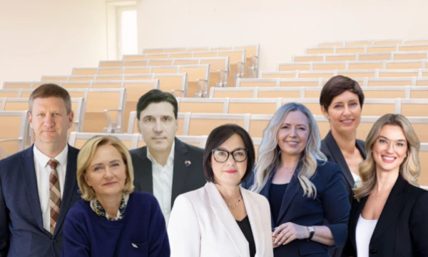 Iš kairės: S. Kairys, Seimo narys, D. Kazlauskienė, „Rezus.lt“ direktorė, N. Pačėsa, „Erudito licėjaus“ direktorius, R. Popovienė, švietimo ministrė, E. Sidorova, Šiaurės licėjaus vadovė, Ž. Skibarkienė, „Ignitis grupės“ organizacinės plėtros vadovė, ir  I. Stonienė, „Meliva Lietuva“ personalo vadovė. VŽ koliažas.