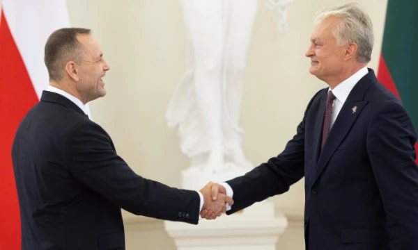 Lietuvos Respublikos prezidentas Gitanas Nausėda susitiko su į Lietuvą atvykusiu Lenkijos prezidentu Karoliu Nawrockiu. Vladimiro Ivanovo (VŽ) nuotr.