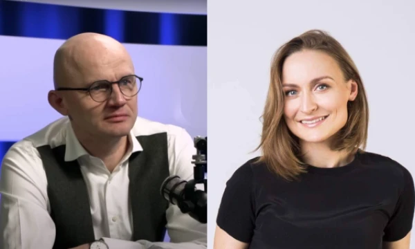 Žurnalistas Edmundas Jakilaitis ir „Telia Play“ vadovė Vitalija Kibildė. 
