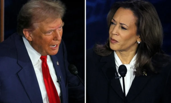 Donaldas Trumpas, buvęs JAV prezidentas, ir Kamala Harris, viceprezidentė. Briano Snyderio („Reuters“/„Scanpix“) nuotr.