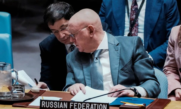 Vasilijus Nebenzia, Rusijos atstovas JT saugumo taryboje. („Reuters“/„Scanpix“ nuotr.)