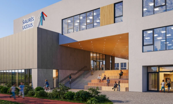 Didžiojoje Riešėje suplanuotas naujas „Šiaurės licėjaus“ pastatas. Biuro „2L architects“ vizualizacija.