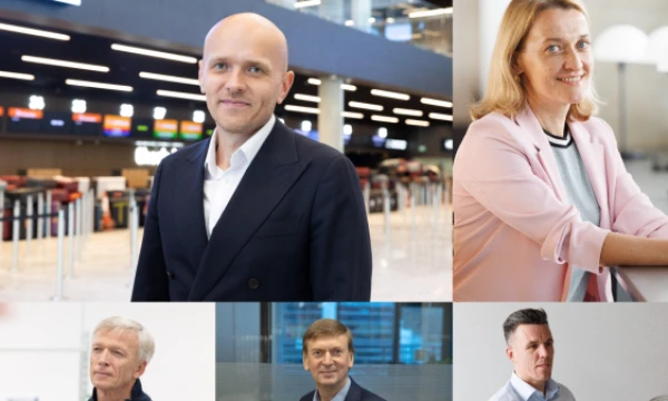 Iš kairės: Simonas Bartkus, Lietuvos oro uostų vadovas, Giedrė Kaminskaitė-Salters, „Telios“ vadovė, Arvydas Avulis, „Hanner“ vadovas, Dainius Dundulis, „Norfos“ įmonių grupės bendraturtis, ir Martynas Giga, „Elektrum Lietuvos“ vadovas. VŽ koliažas.