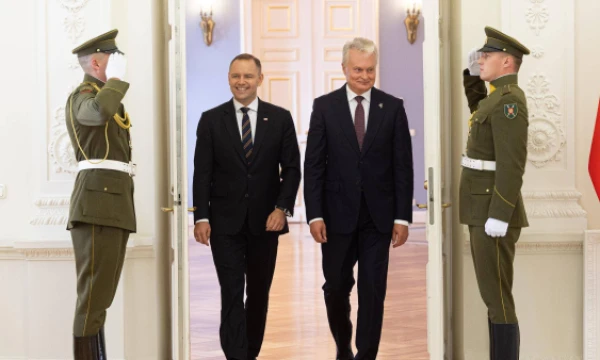 Lietuvos Respublikos prezidentas Gitanas Nausėda ir Lenkijos prezidentas Karolis Nawrockis. Vladimiro Ivanovo (VŽ) nuotr.
