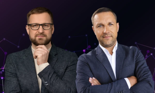 Giedrius Karauskas, „Tilde“ technologijų skyriaus vadovas ir Rimantas Mažulis, „StrongPoint“ vadovas Baltijos šalims ir Suomijai.