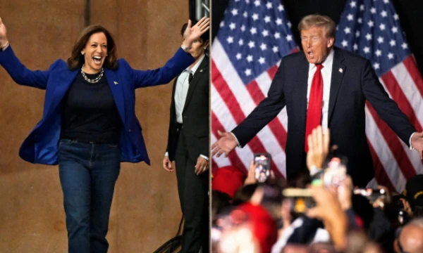 Kamala Harris, Donaldas Trumpas. AFP / „Scanpix“ nuotr.