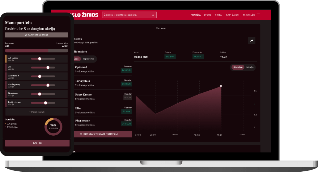 Investavimo žaidimo iliustracija